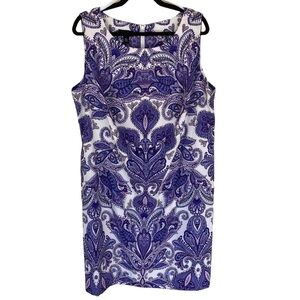 Alyx Purple Paisley Sleeveless Dress Plus Size Ladies 18W  Office Casual